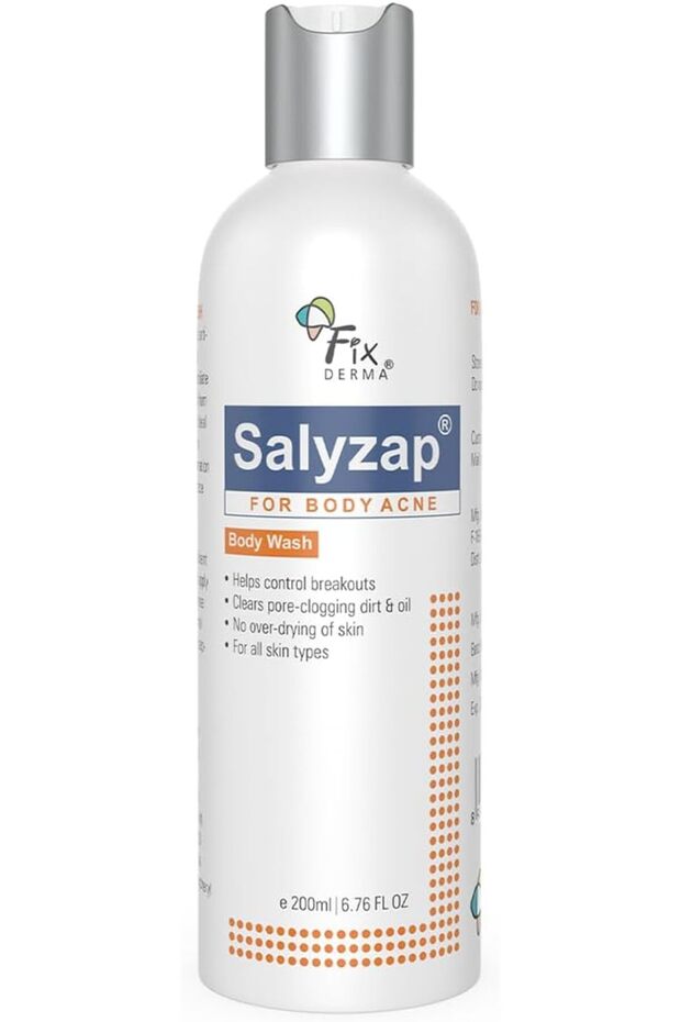2% Salicylic Acid Salyzap Body Wash for Acne, Exfoliant, Clean Pores, 200ml.