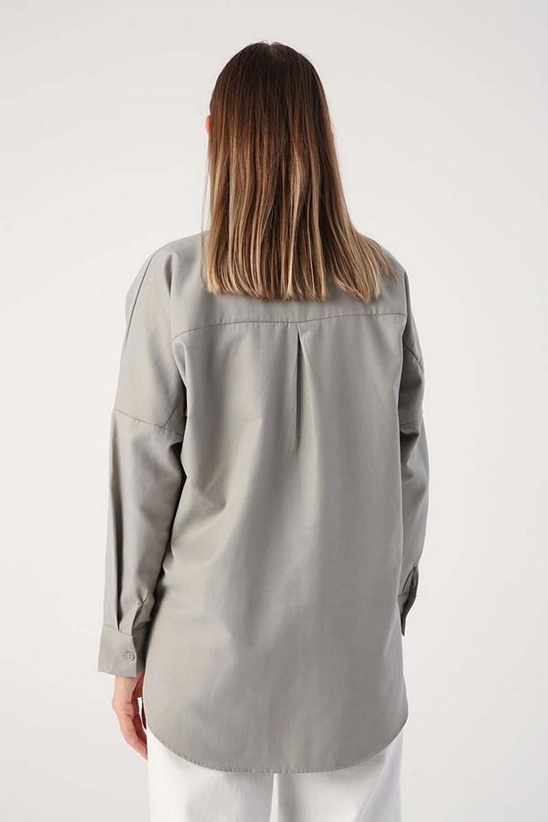 Gri01-Oversize Basic Gömlek - 3