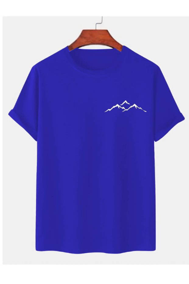 Mountain View Printed Black Crew Neck Summer Short Sleeve Unisex T-shirt