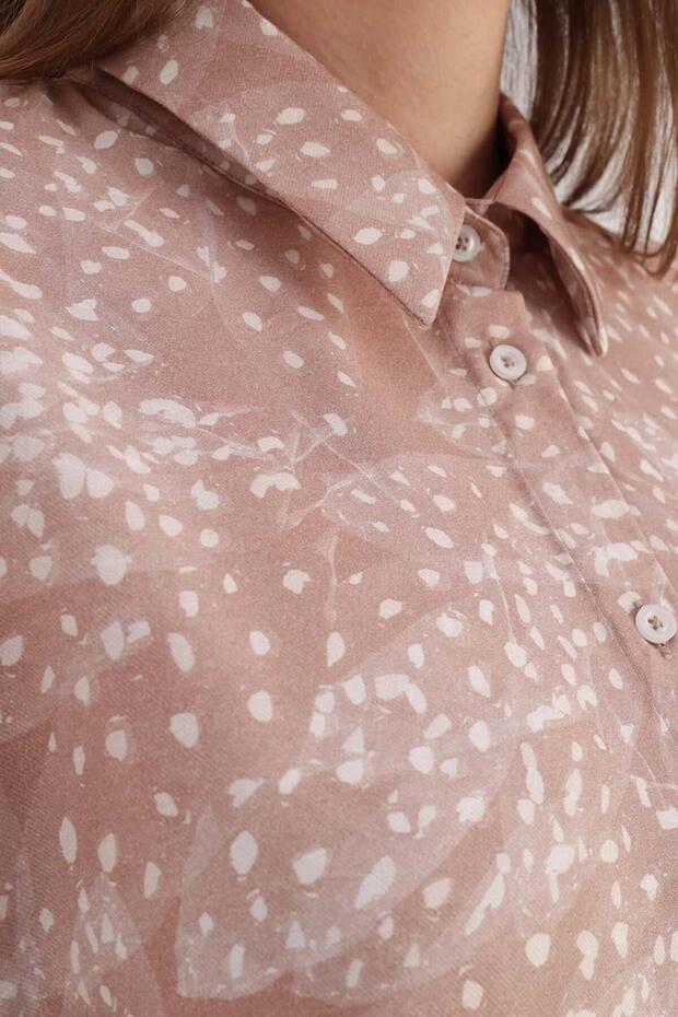 Vizon-Ekru-Oversize Gömlek - 5