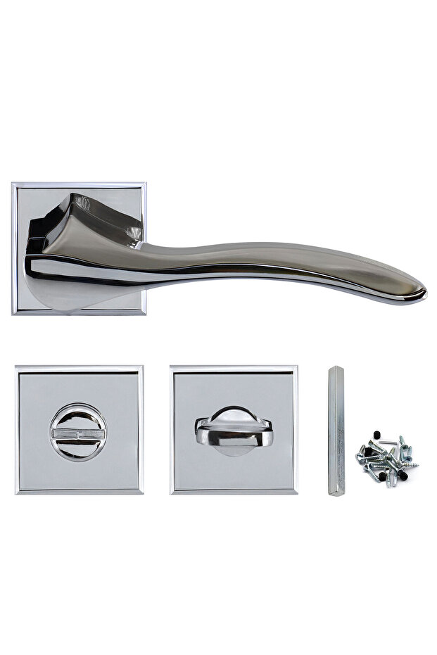 (1 TAKIM) Kilitlenebilir Bilecik Wc Banyo Kapı Kolu Krom Inox Sağa Sola Uygun Iç Dış Wc Kapısı - 5