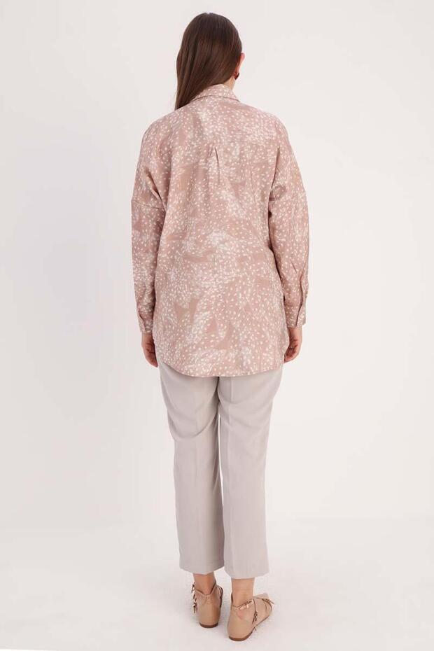 Vizon-Ekru-Oversize Gömlek - 4