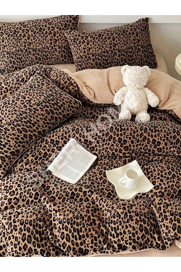 Basic Leopar Çarşafı Lastikli Çift Kişilik Nevresim Takımı 200x220 %100 Pamuk01453020 - 2