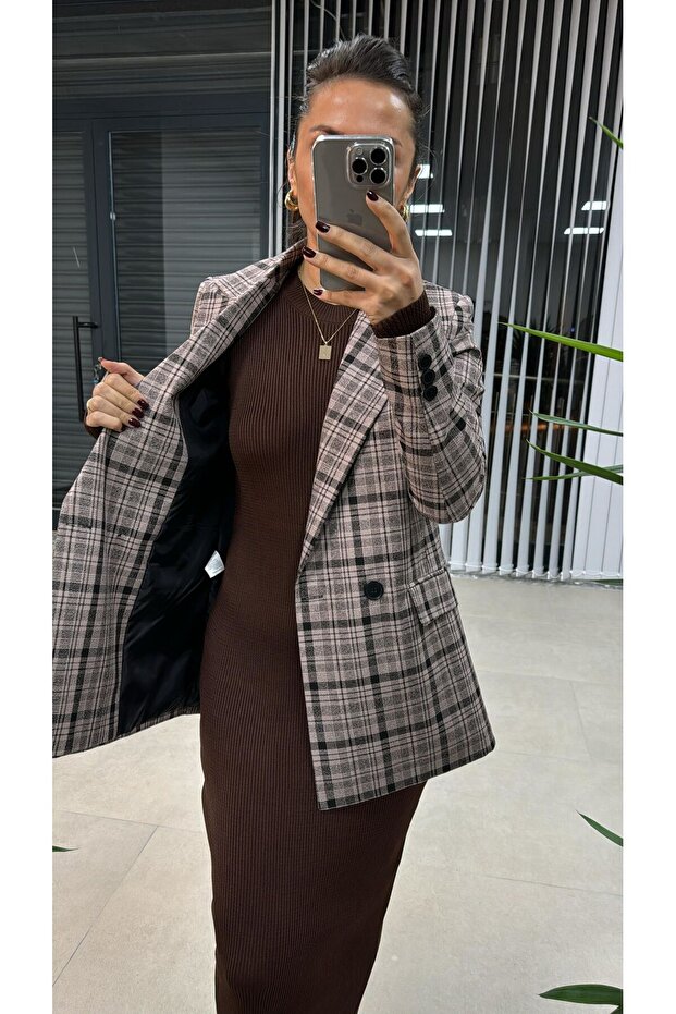 Foo Powder Black Checkered Blazer Jacket - 6