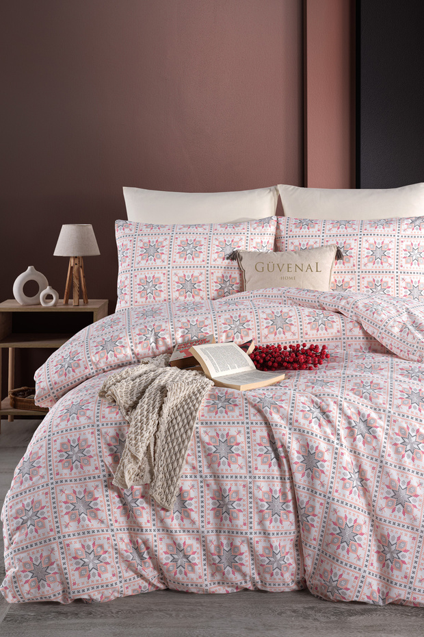 Leo Double Duvet Cover Set with Elastic Sheets | Pillow | Dowry List | Duvet Cover | Sleep Set