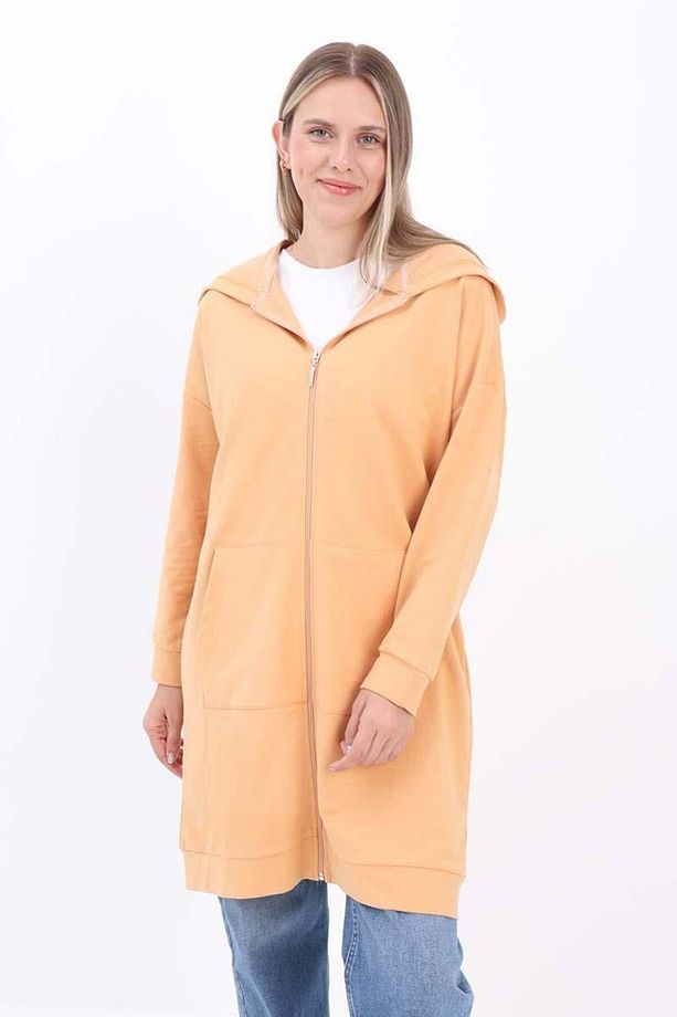 Soft Sarı-Fermuarlı Sweat Hırka - 1