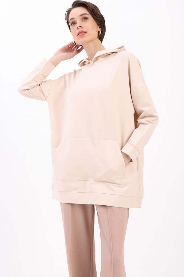 Taş-Kapüşonlu Sweat Tunik - 1