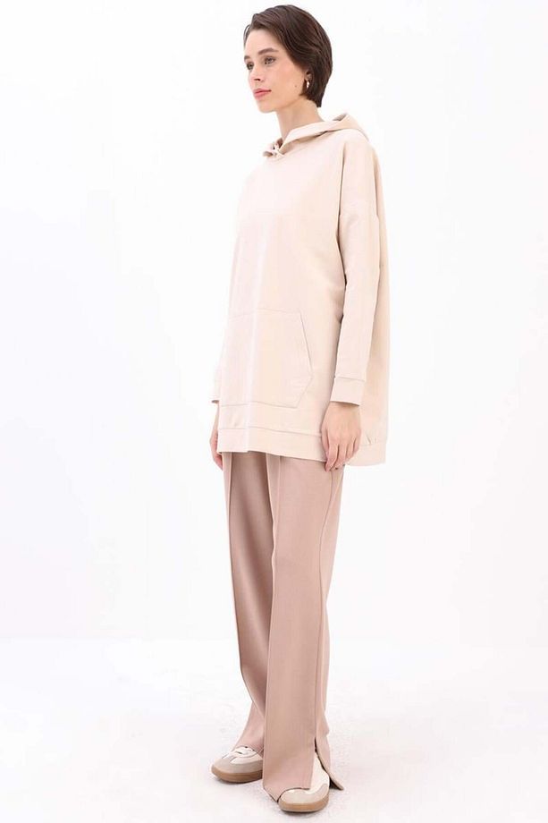 Taş-Kapüşonlu Sweat Tunik - 3