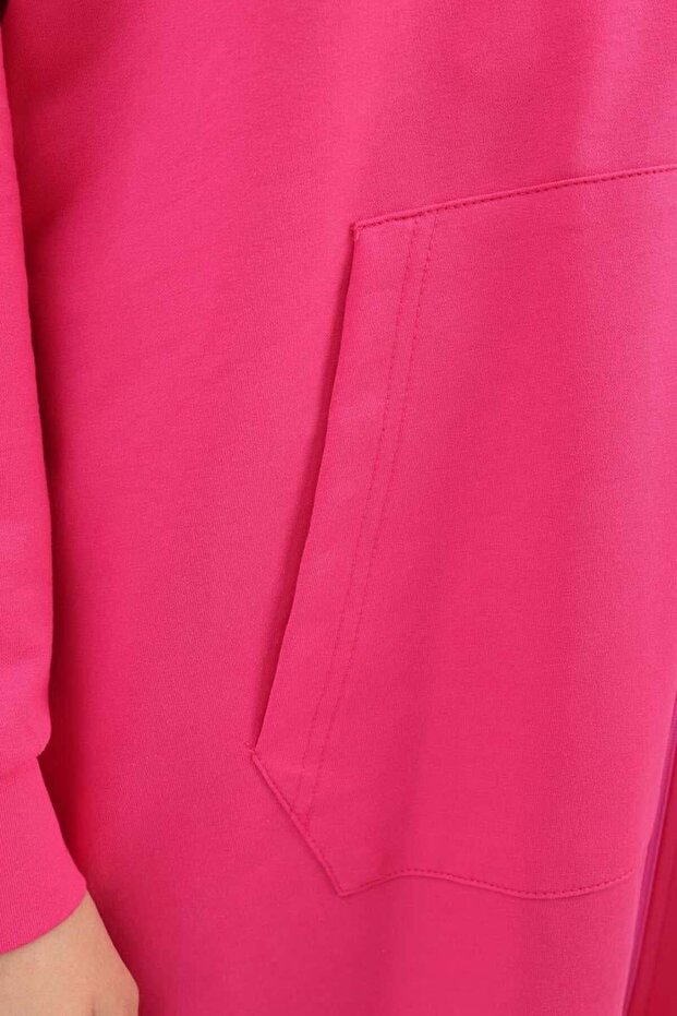 Fuşya-Fermuarlı Sweat Hırka - 5