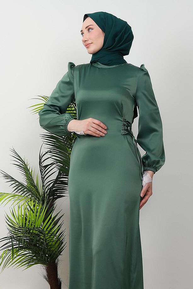 Sahra Tesettür Elbise Soft Yeşil - 6