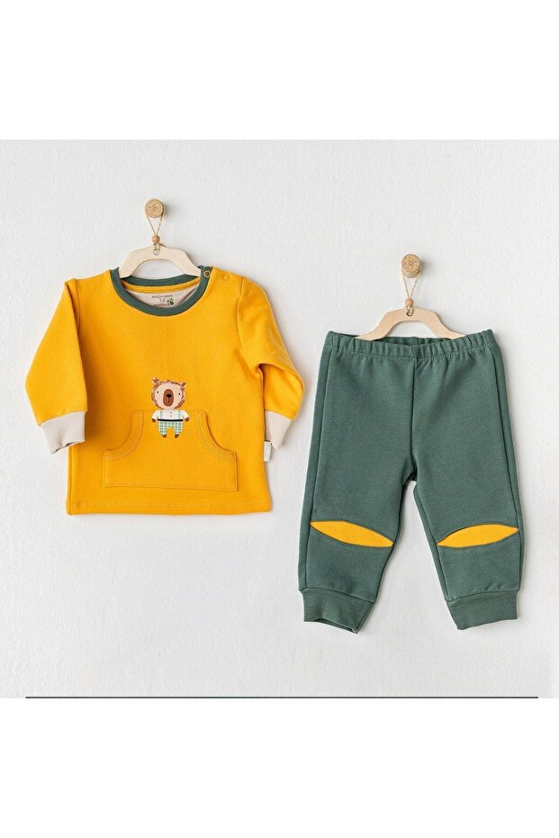 Ac24218 The Woods 2-Piece Baby Set Mustard Green