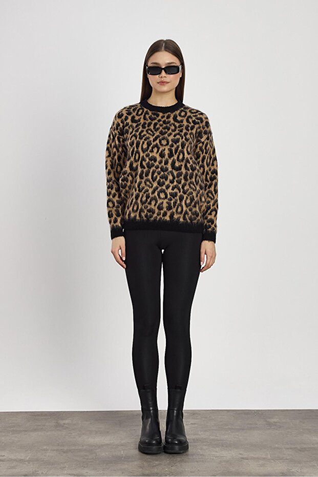 6702 Leopar Desen Kazak Bej - 2