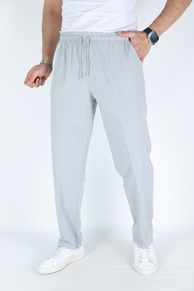 Gray Men's Hambez Elastic Comfortable Fit Cotton Tracksuit Bottom Trousers