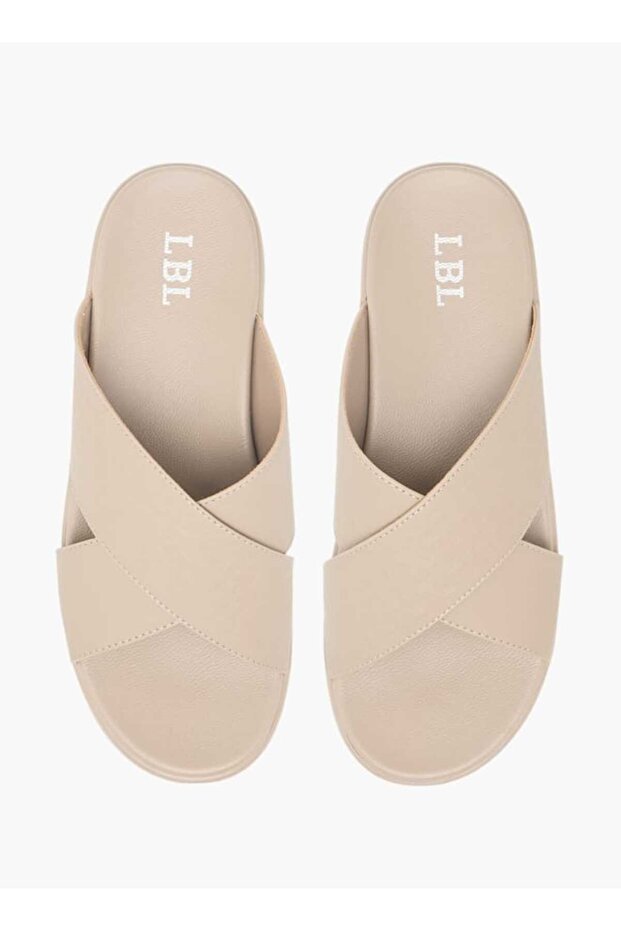 LBL by Shoexpress Textured Slip-On Cross Strap Sandals - 1