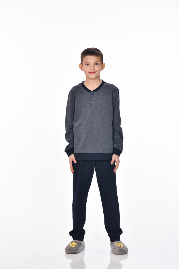 Mooncover Boys' Seasonal Cotton Interlock Pajama Set – Navy Blue