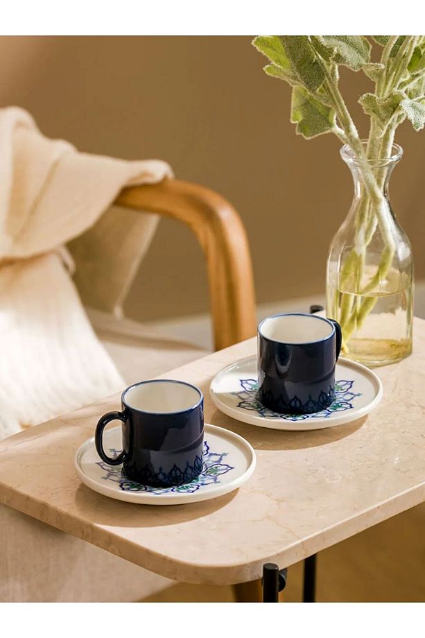 LCW HOME Mavi Baskılı Porselen 2 Kişilik Kahve Fincan Takımı 90 Ml - 1