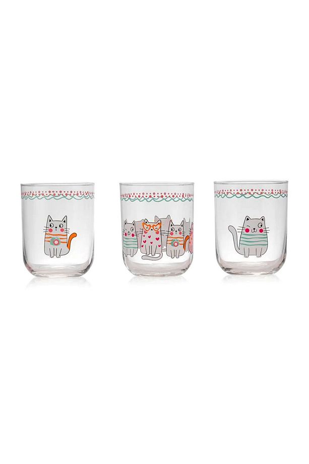 LCW HOME Karışık Kedi Baskılı Cam Bardak Seti 3'lü 350 Ml LCWK STORE - 5