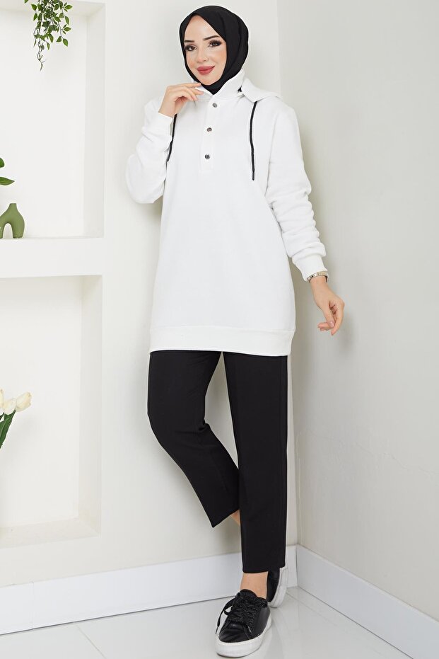 Esila Tesettür Sweat Ekru - 5