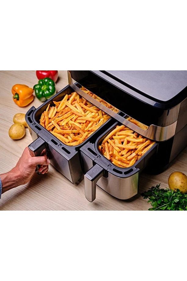 Çift Hazneli Easy Fry & Grill Dual Yağsız 8.3 Litre Fritöz ve Tefal 1500W Cam Hazneli robot - 3