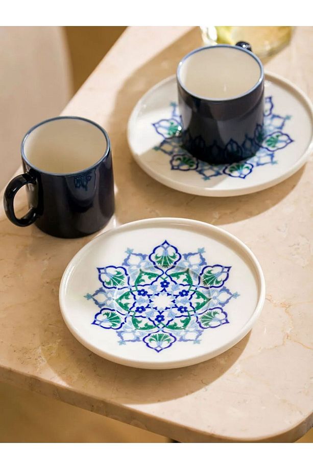 LCW HOME Mavi Baskılı Porselen 2 Kişilik Kahve Fincan Takımı 90 Ml - 3