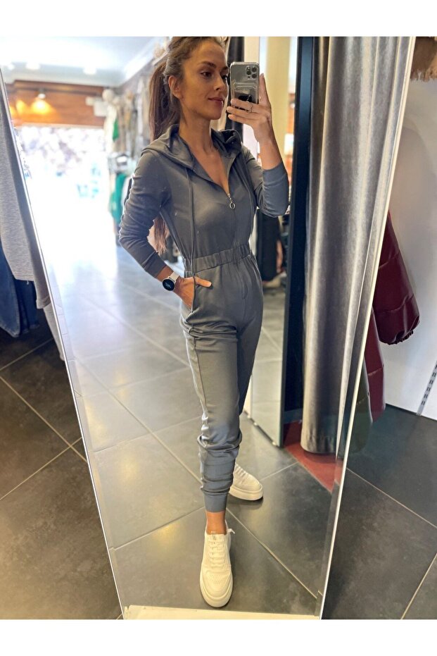 ANTRASİT KAPÜŞONLU FERMUARLI TULUM - 3