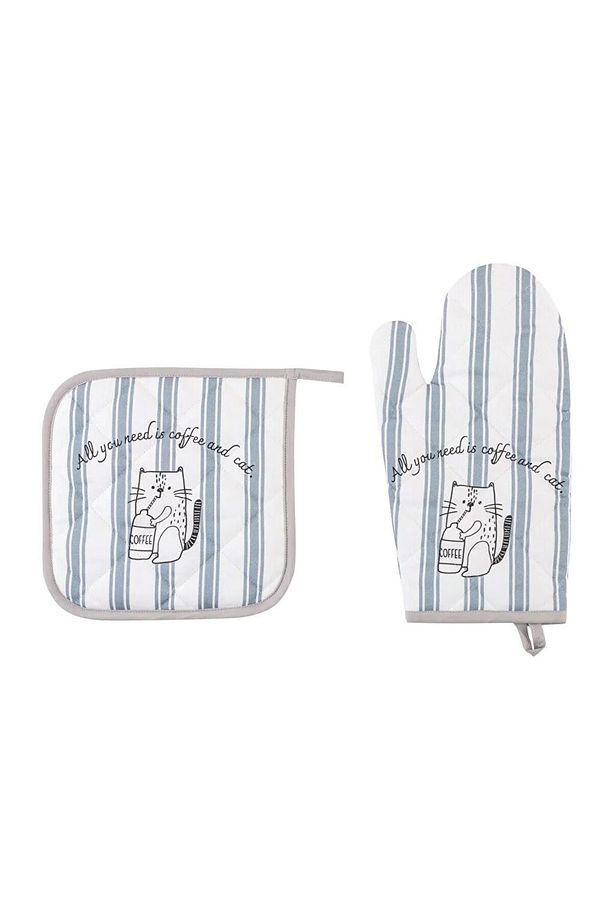 LCW HOME Siyah Baskılı Fırın Eldiveni ve Tutaç LCWK STORE - 5