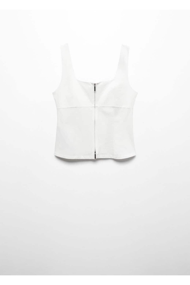 Fermuarlı askılı bluz - 3