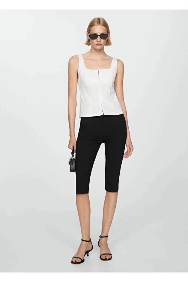 Fermuarlı askılı bluz - 2