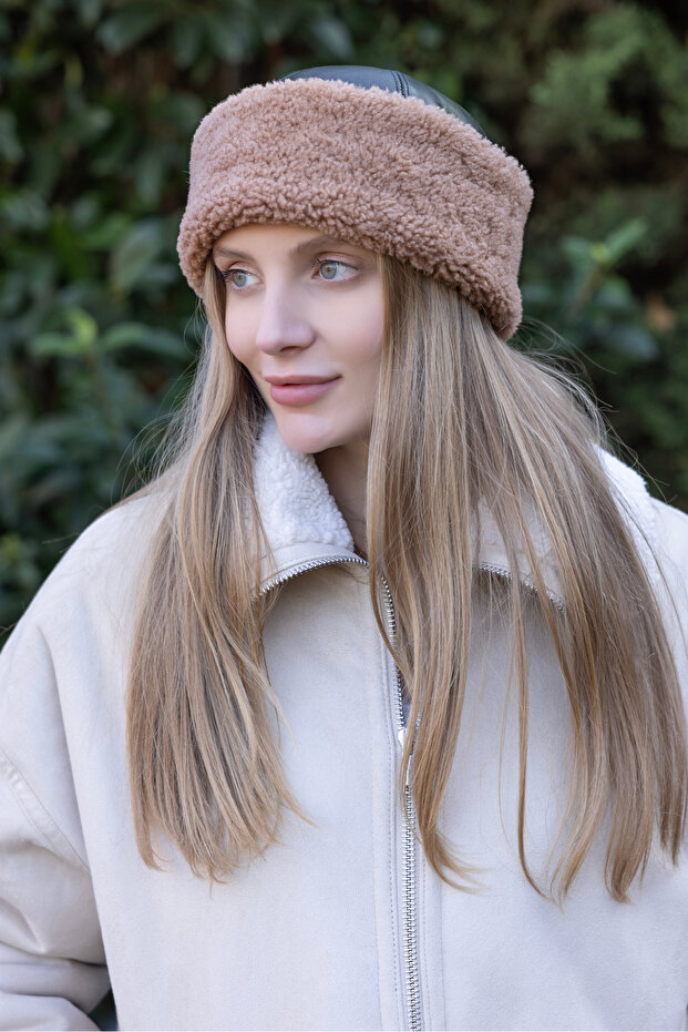 Genuine Leather Snotop Furry Outdoor Leather Börk Hat Unisex