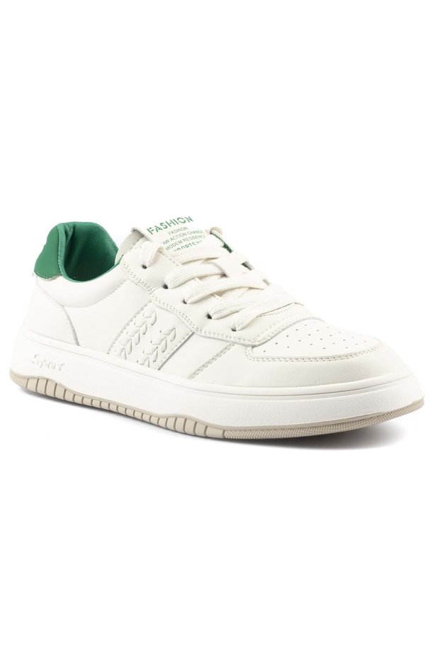 Leather Log Fashion Style Sneakers Unisex Sports Shoes Beige
