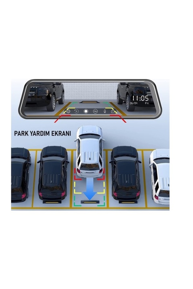 Mpıa Uyumlu Dikiz Aynası Araç Kamerası 10" Ekran Tam Ekran Full Hd 1080p Ekranlı Geri Görüş Kamerası - 1