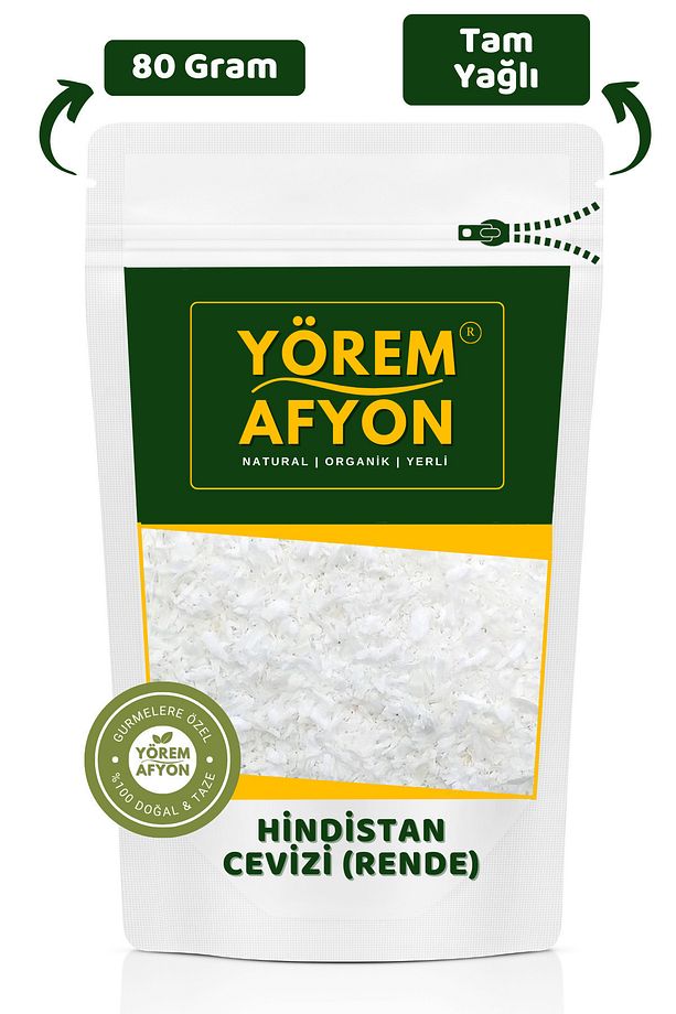 Yörem Afyon Kar Beyaz Yağı Alınmadan Rendelenmiş Hindistan Cevizi {cocos Nucifera} | 80gr. - 1