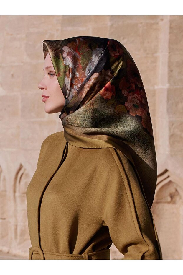 Silk Scarf - Nostalgia Series - 9025D-33 - Sura - Antique Floral Model