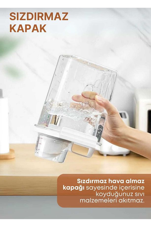 sızdırmaz erzak-deterjan-mama kutusu 3lü set 1100ml-1800ml-2300ml Ölçek kapaklı - 3
