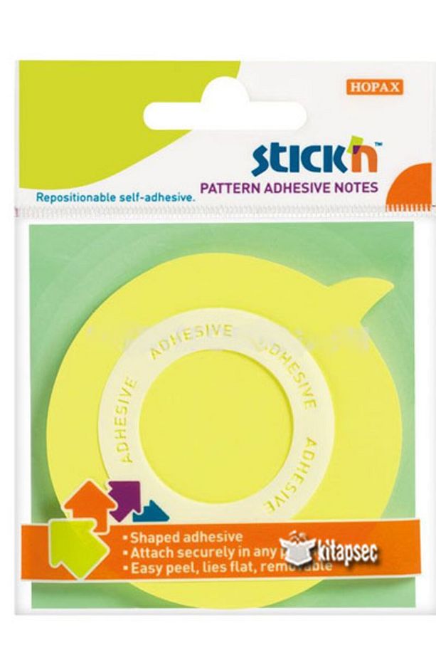 Stickn Patern Adhesive Notes Ortadan Yapışkanlı Not Kağıdı - Sarı Balon / 21544 - 1