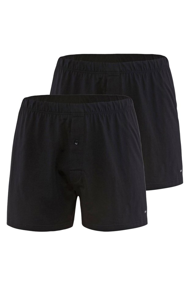Herren Jersey Boxershorts , 2er Pack - Cotton Code, einfarbig, 100% Baumwolle