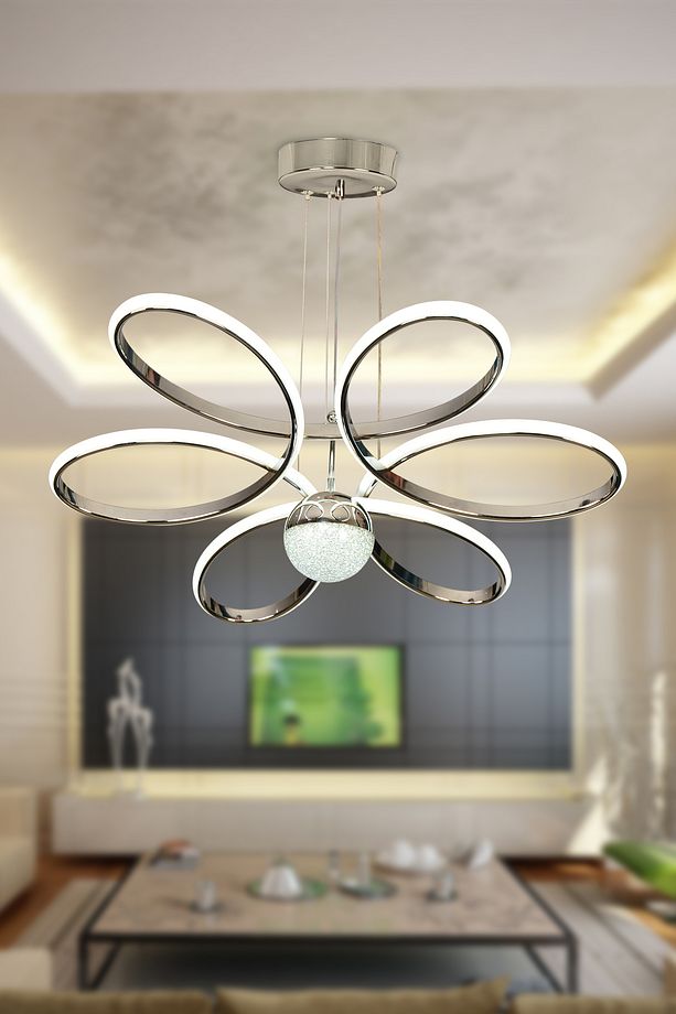 Orkide Led Avize Büyük Salon Avize 3 Renk Kumandalı Avize Oturma Odası Avizesi - 5