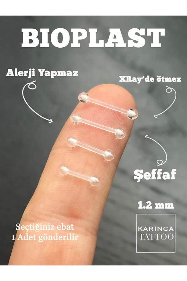 Düz Bar Çubuk Bioplast Piercing Conch Tragus Dudak Septum Smiley Forward Helix Nipple Bridge Kulak - 3