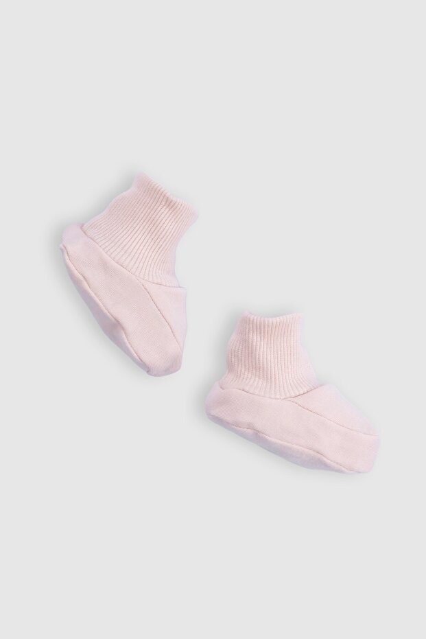 Organic Cotton Newborn Pink Booties