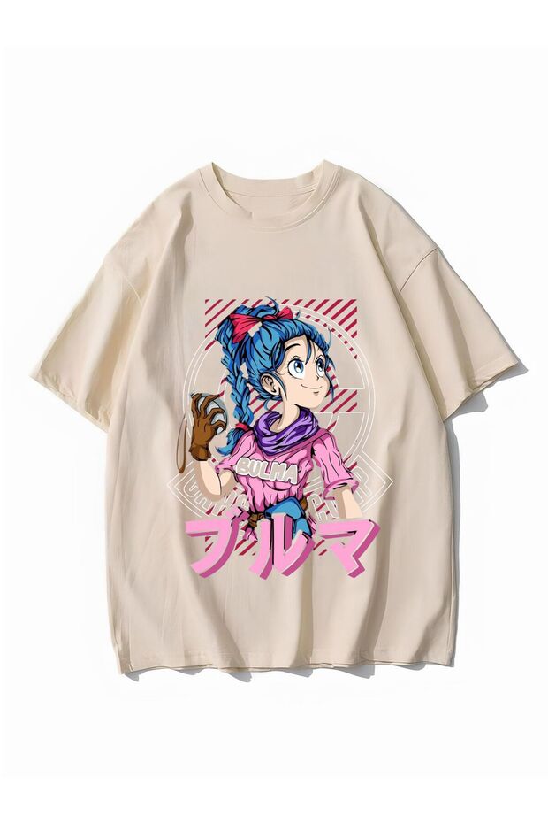 Bulma Dragon Ball Printed Unisex Beige T-Shirt