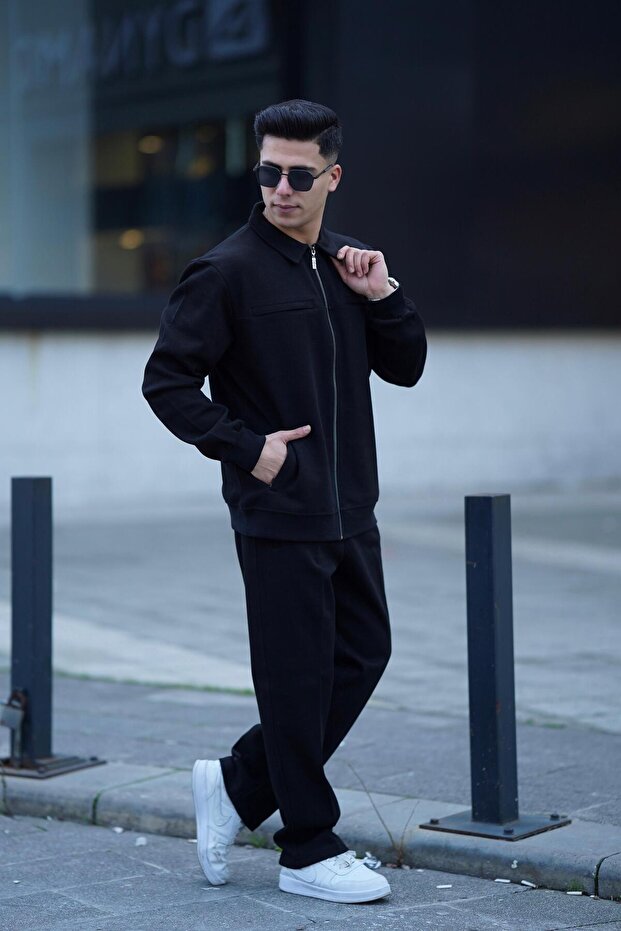 Fleto Pocket Shirt Collar Tracksuit Suit