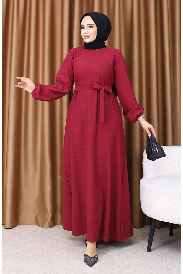 Basic Elbise 5577-01 Bordo - 2