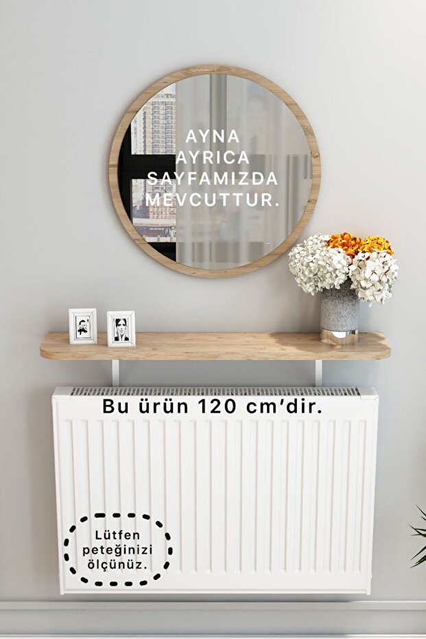 Petek Üstü Tak Çıkar , Uçan Raf & Dresuar Duvar Montajsız Oval Kesim Safir Meşe 120 Cm - 1