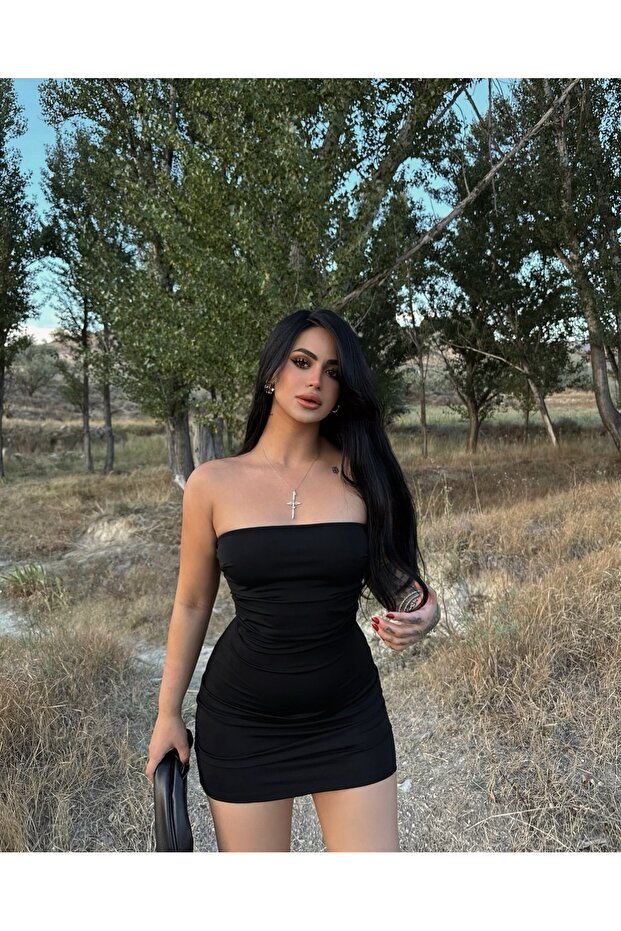 Women's Black Mini Strapless Dress