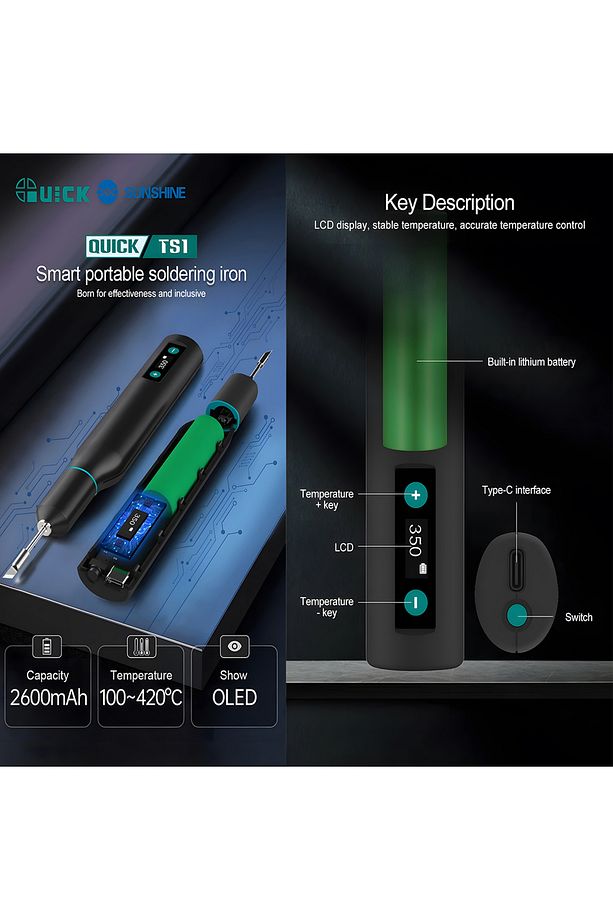 Ts1 Şarjlı Akıllı Taşınabilir LCD Ekranlı Hassas Havya Standlı Lehim Makinesi Havya - 2