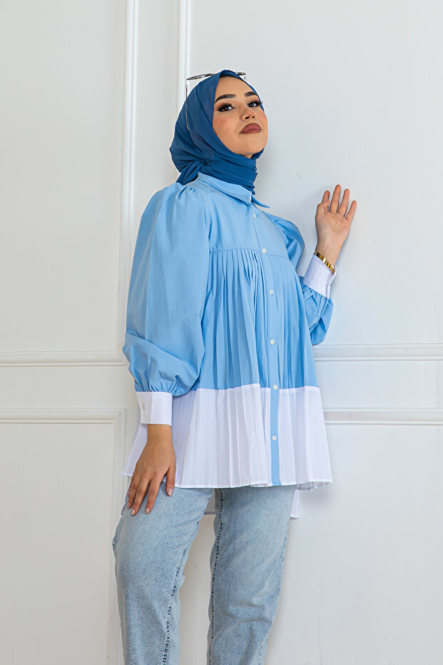 Pileli Gömlek Mavi 2131 - 4