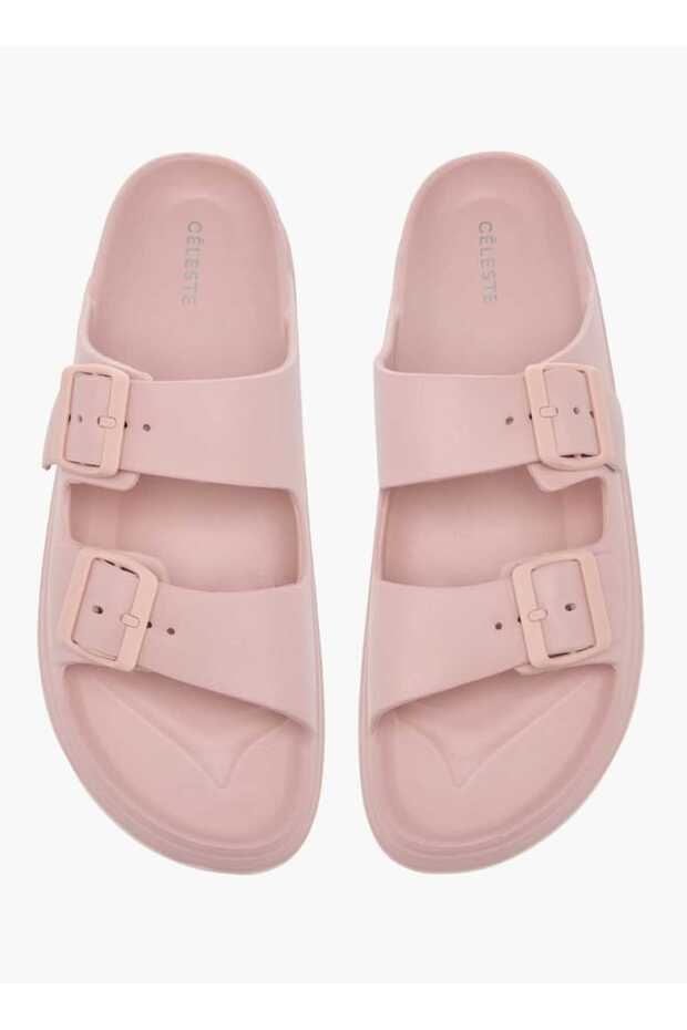 Celeste Women's Buckle Accent Slide Slippers with Slip-On Closure