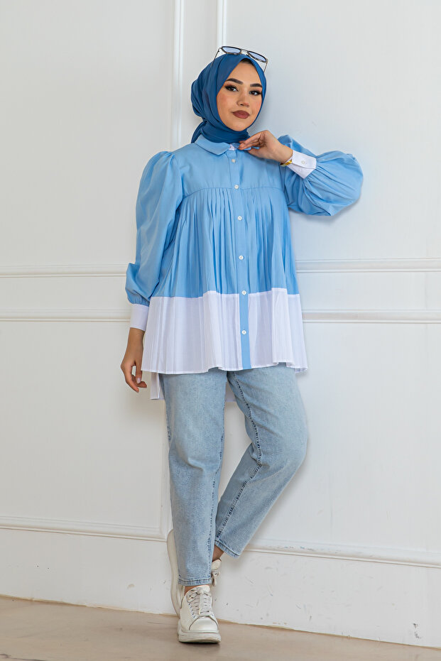 Pileli Gömlek Mavi 2131 - 2