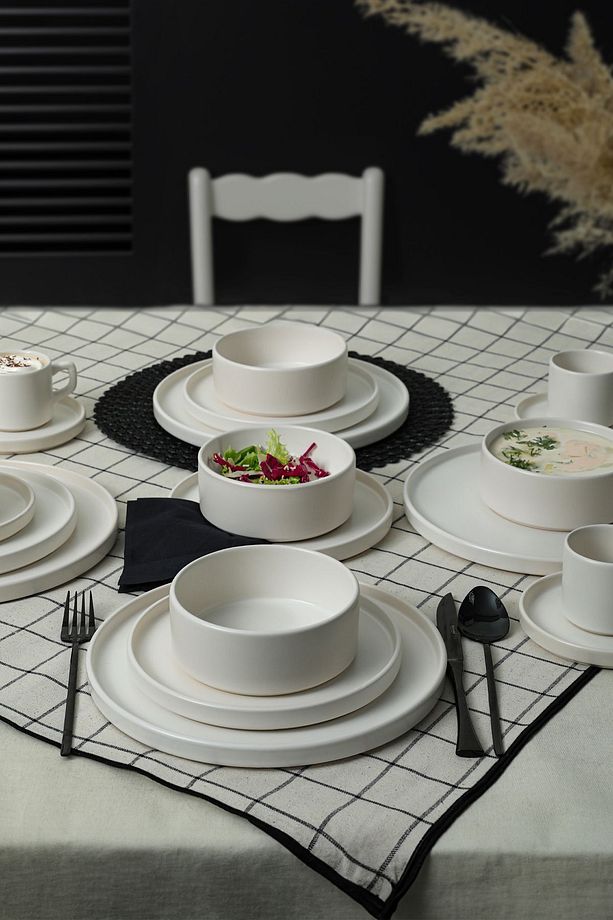 Mat Beyaz Stackable Yemek / Kahvaltı Takımı 20 Parça 4 Kişilik - 3