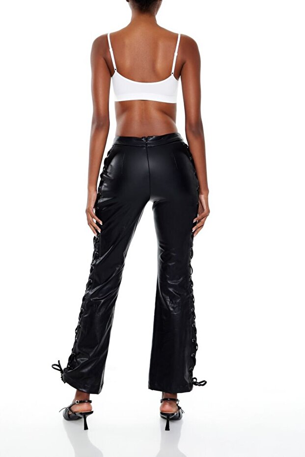 Suni Deri Bootcut Pantolon - 6